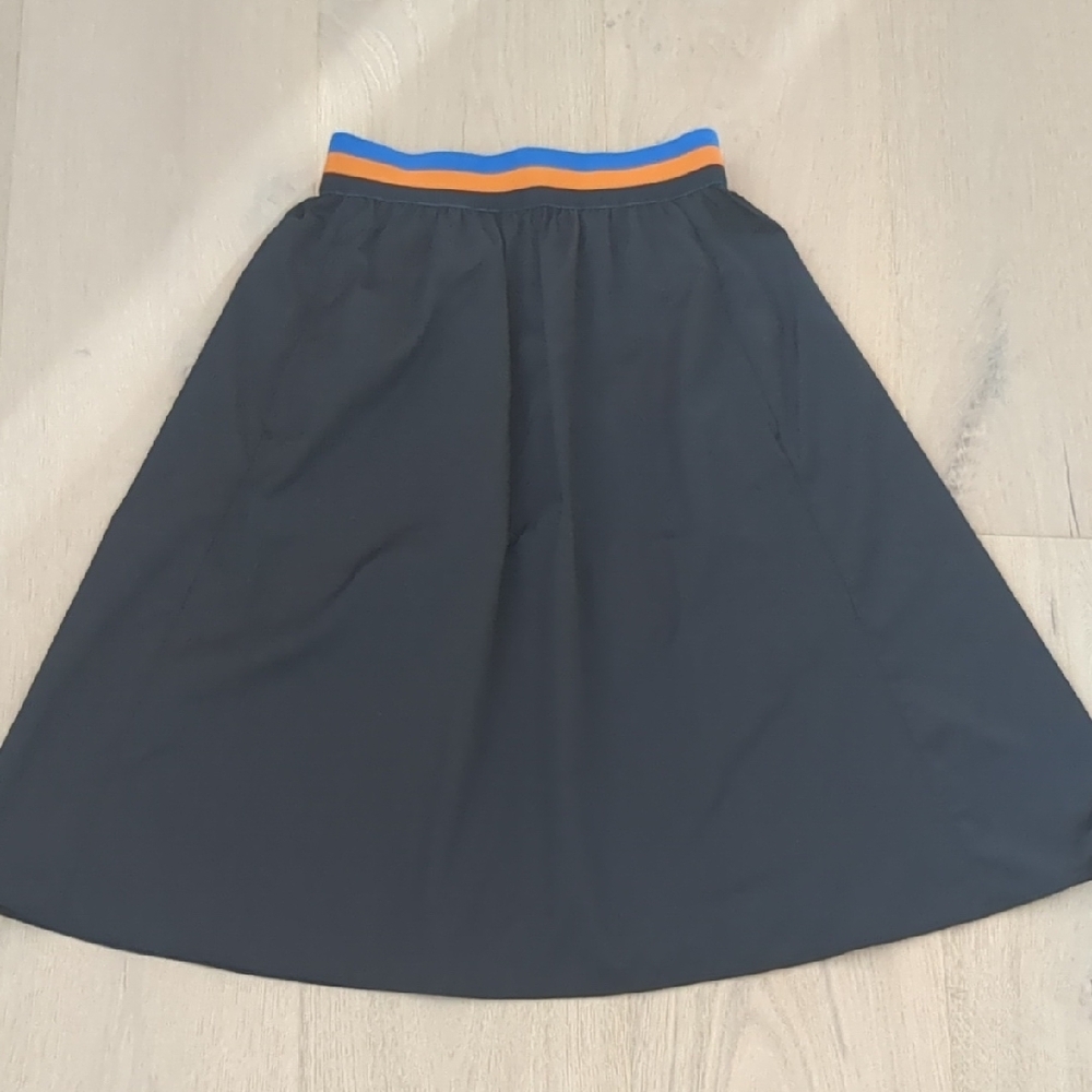 Tory Sport Black A-Line Skirt with Blue and Orange Waistband